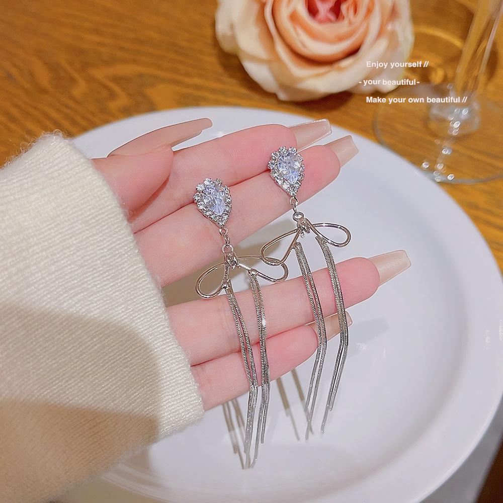 925 Silver Needle Tassel Pearl Earrings: High-End Celebrity Design for Women