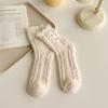 Autumn Winter Warm Coral Fleece Bowknot Woman Socks Sweet Lolita Plush Middle Tube Socks Home Sleeping Floor Socks Cute Socks