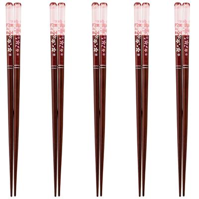 J-kitchens Wakoro PID584202 Chopsticks Set 5 Pair Acrylic Resin Natural Wood Dishwasher
