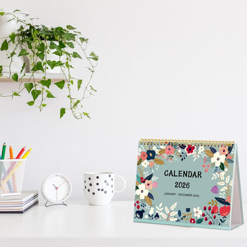 Desk Calendar 2026 - Standing Flip Desktop Calendar 2026, 12 Months(January 2026 - December 2026), 11" x 8.5", Large with Notes, To-dos, Yearly