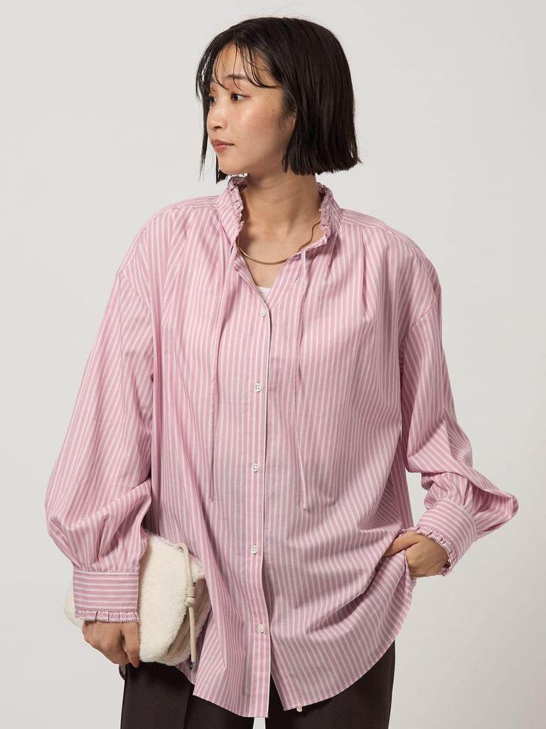 United Arrows Green Label Relaxing Ruffle Neck Blouse, Size Short, 36111462192 0100, White (01), Free Size