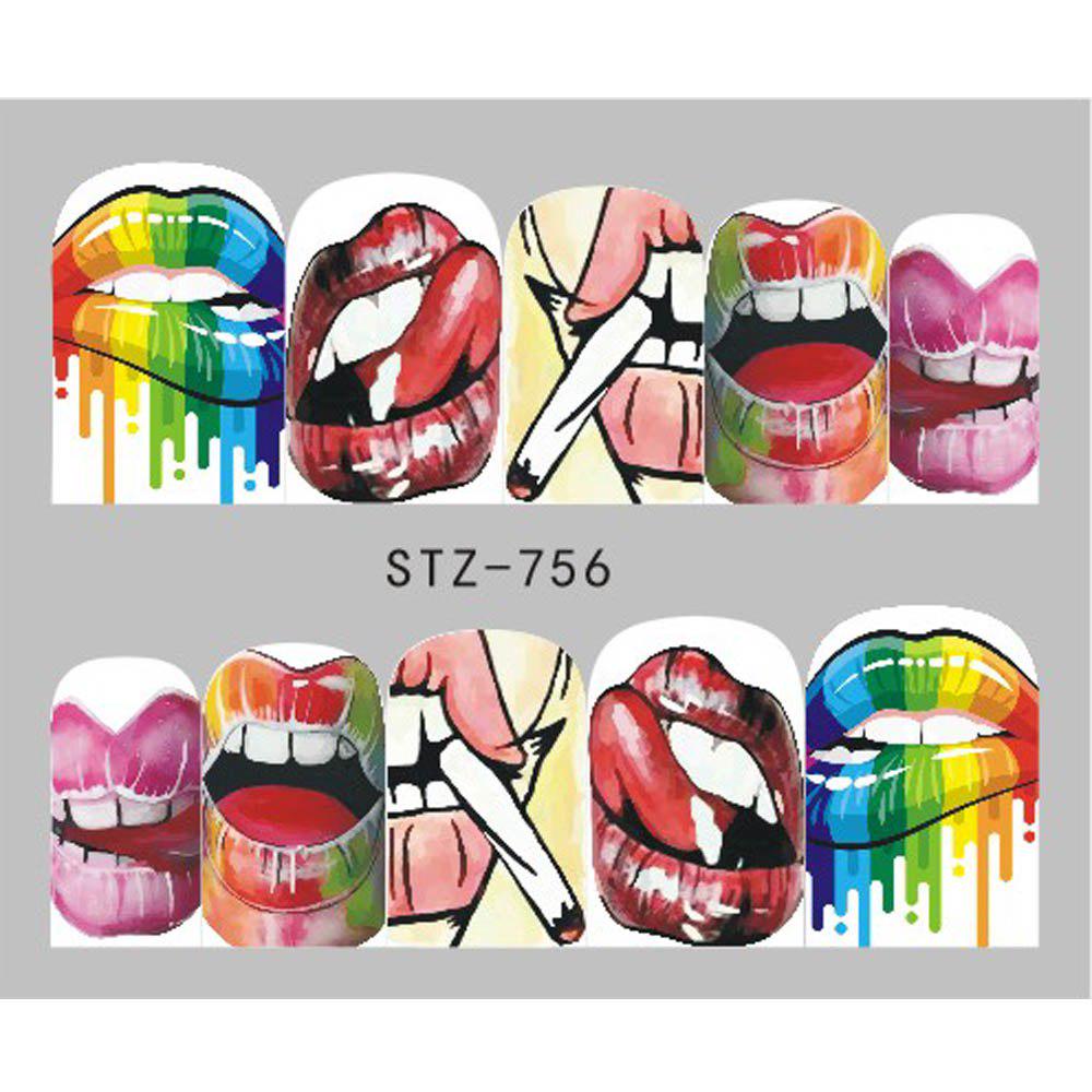 1pcs Nail Stickers Sexy Lips Cool Girl Water Decals Wraps Cartoon Sliders For Nail Decoration