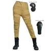 Womens Motorcycle Riding Pants Vintage Style Cargo Trousers With Protective Padding Khaki Cotton Blend Use