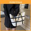 Large Capacity Spliced Bag With Zipper Closure And Inner Pockets For Women