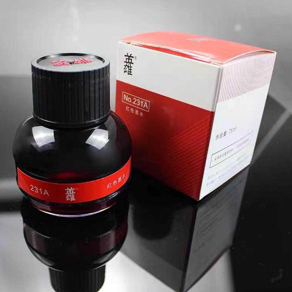 50/70/75ML Fountain Pen Ink Pigment Water-Based Dye Refilling Ink Stationery School High Quality Writing Fountain Ink Black/Red