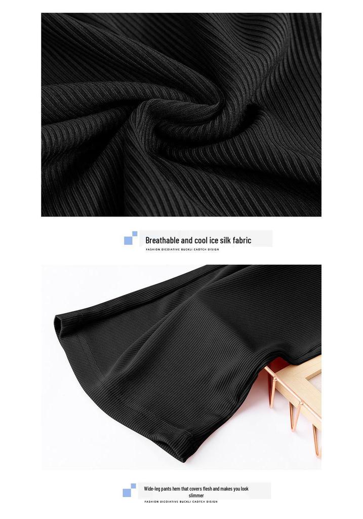 Korean-Style Breathable Summer Maternity Wide-Leg Pants with Adjustable Belly Support