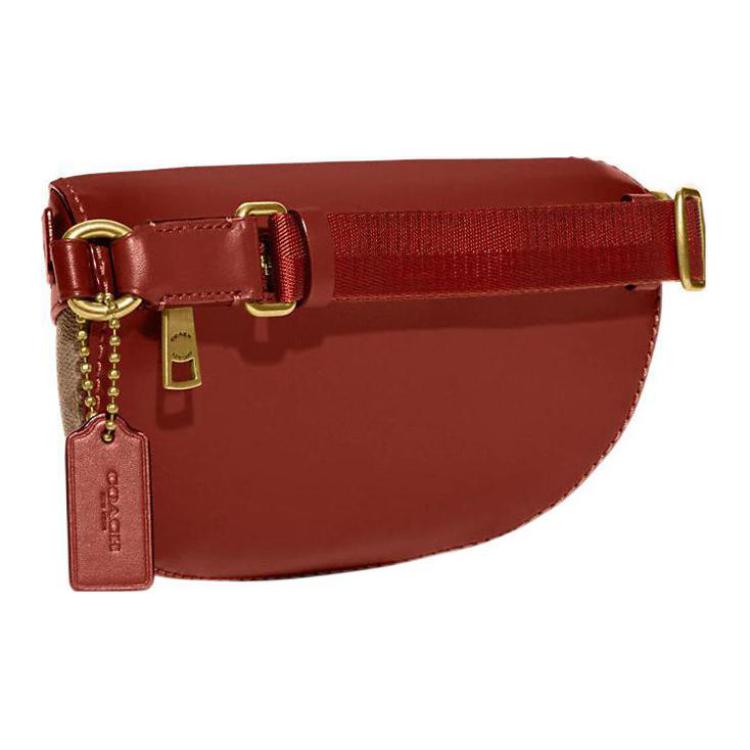 Coach Classic Monogram Zipper Closure Coated Canvas And Calfskin Crossbody Waist Bag Small Women Bags Brown CI184-B4NQ4