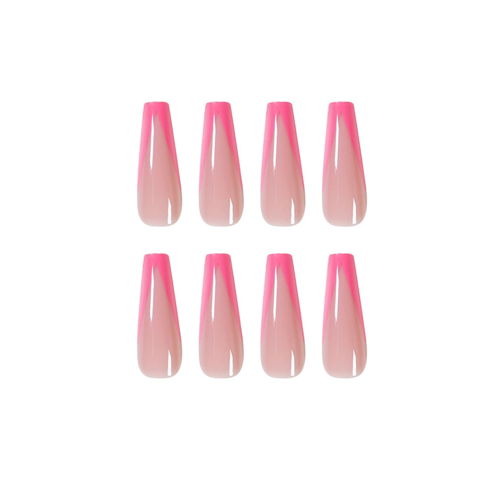

24pcs/Box Pink Full Cover Artificial Nail Tips Wearable Fake Nails French Ballerina False Nails