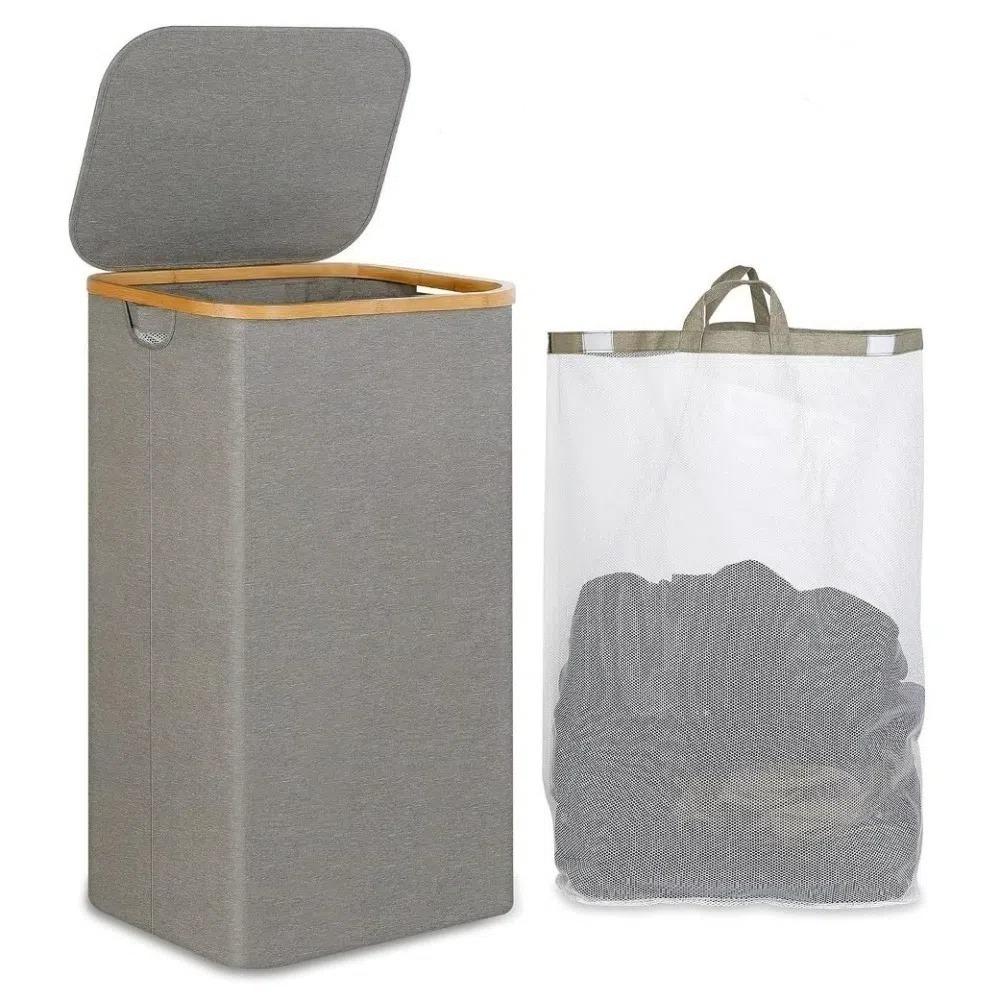 New 110L Laundry Basket with Lid Handle Collapsible Clothes Hamper Large Capacity Removable Bag Laundry Bag for Bathroom