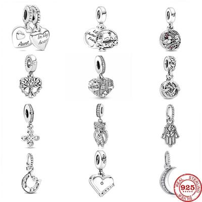 2023 New Moon Flower Bear Heart Beads Fit Original Fasion Charms Silver 925 Bracelet Diy Women Jewelry Berloque