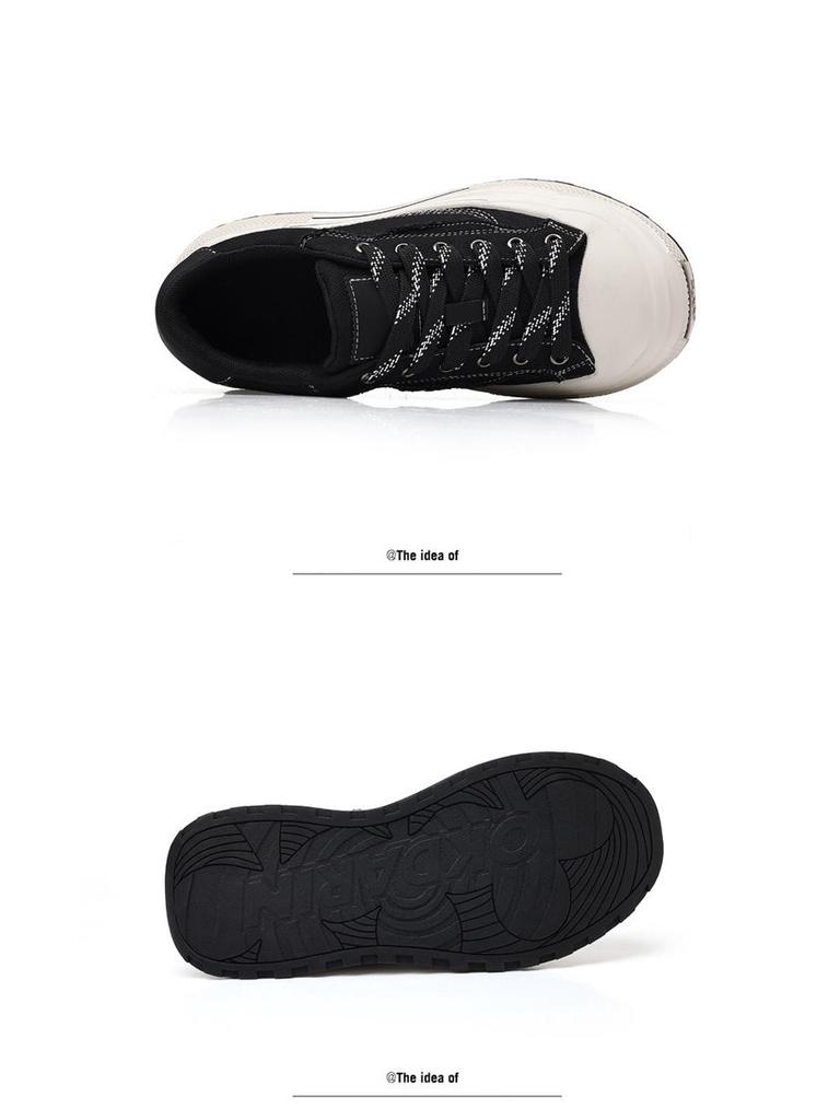 Trendy 2025 Spring/Autumn Retro Black Thick-Soled Breathable Canvas Shoes