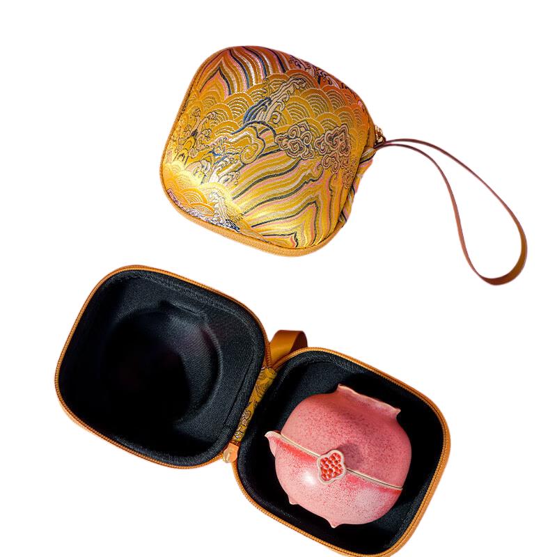 Edenus Peach Glaze Portable Ceramic Travel Tea Set
