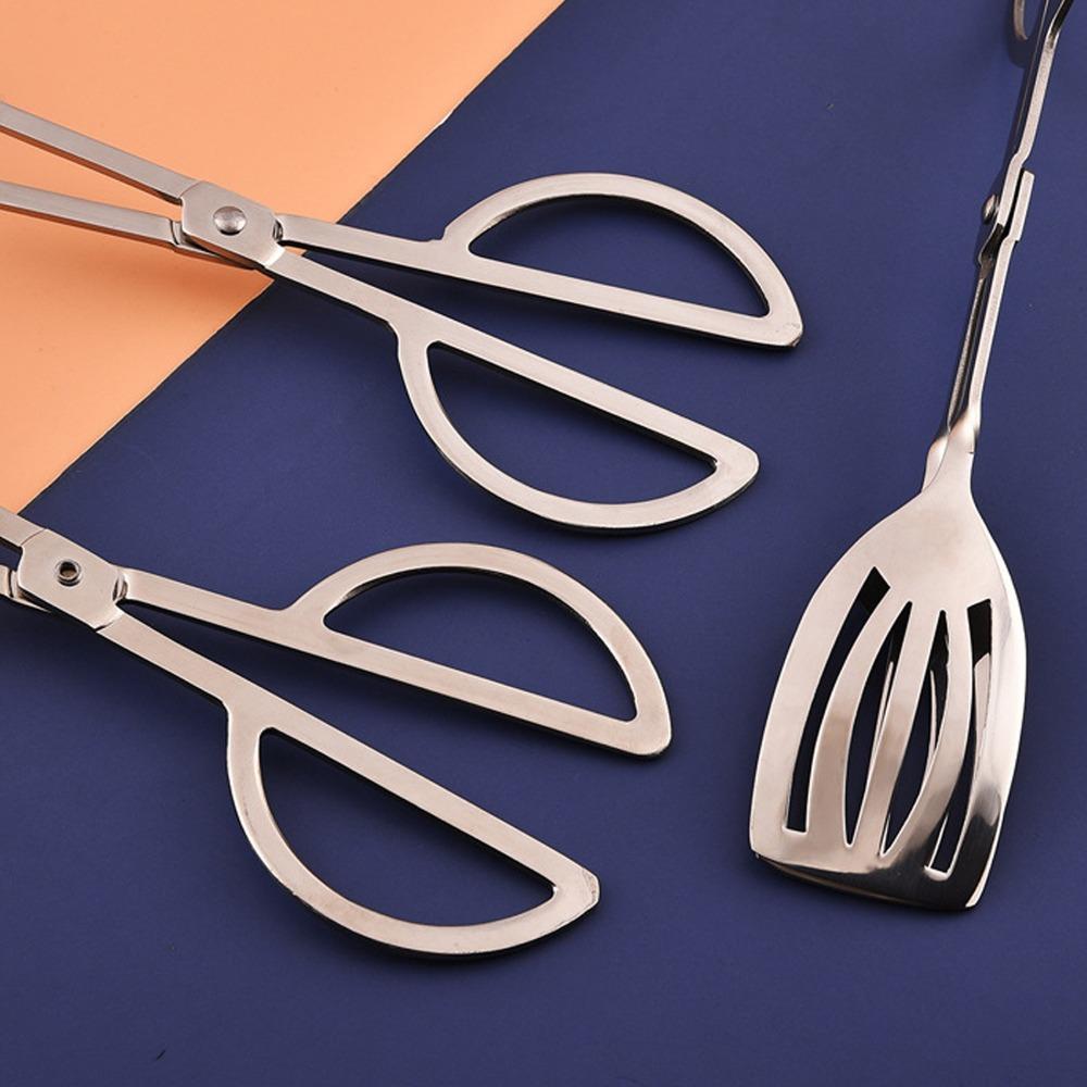 2 PCS Rust Proof Food Tongs Silver Buffet Tongs Durable Serving Tongs Salad Cake Bread