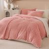 Winter Thick Warm Luxury Solid Striped Milk Fleece Bedding Set