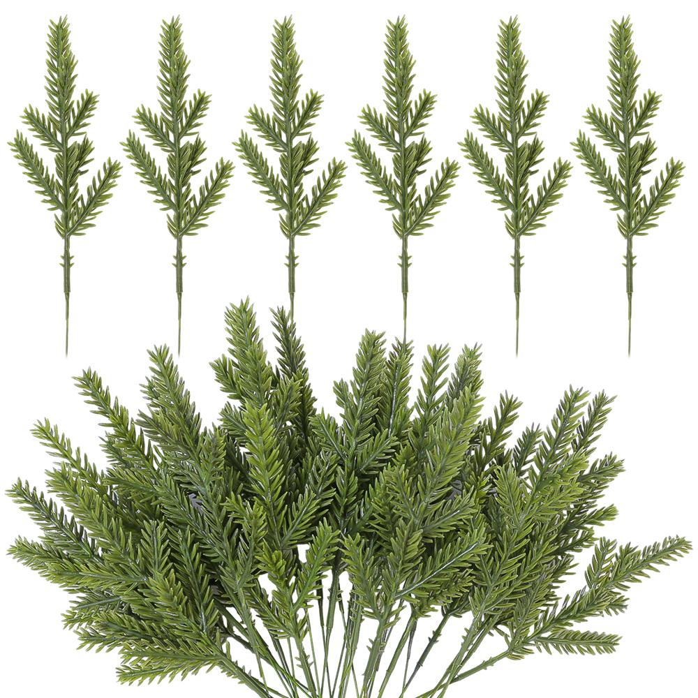 10PCS Christmas Pine Needle Branches Fake Plant Christmas Tree Ornament Decorations for Home DIY Wreath Gift Box Wedding Flowers