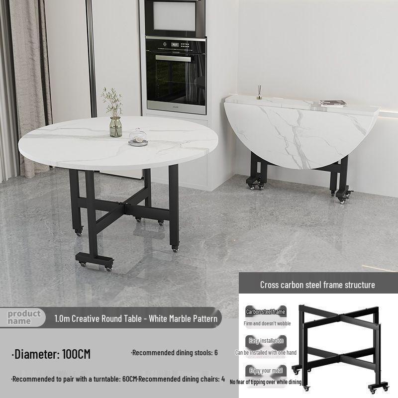 Foldable Large Round Dining Table for 10 - Ideal for Small Apartments, Homes, Restaurants, and Living Rooms