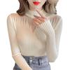2024 Autumn/Winter Slim-Fit Knitted Pullover - Openwork Design Long Sleeve Base Layer Sweater