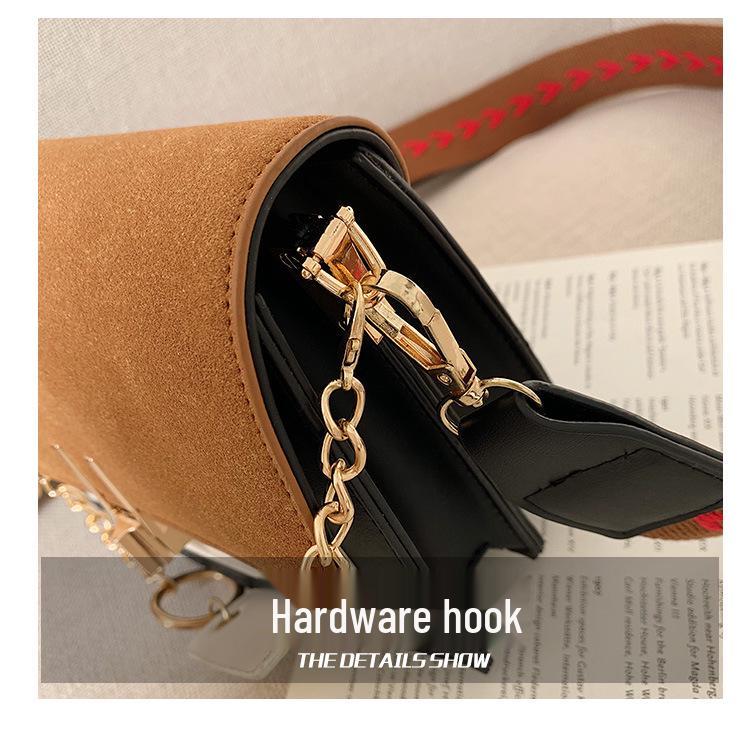 Korean Style Frosted Fabric Color Block Shoulder Bag - Autumn/Winter Fashion