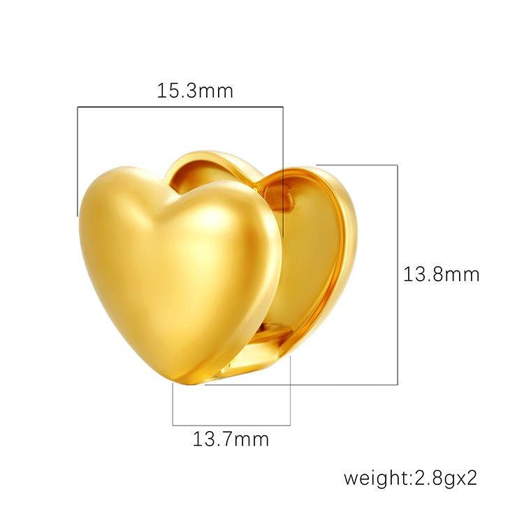 European and American Fashion Trend Stainless Steel Double-sided Love Ear Buckle Women's Simple Love Smooth Niche Design Earrings