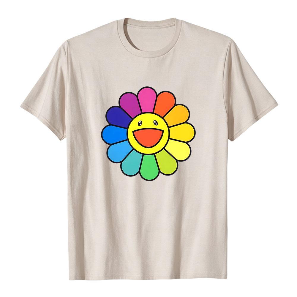 Takashi Murakami Sonnenblumen T-Shirt Grafik Merch Rundhals Kurzarm Baumwolle Herren T-Shirts Lässige Mode Design Druck Kleidung