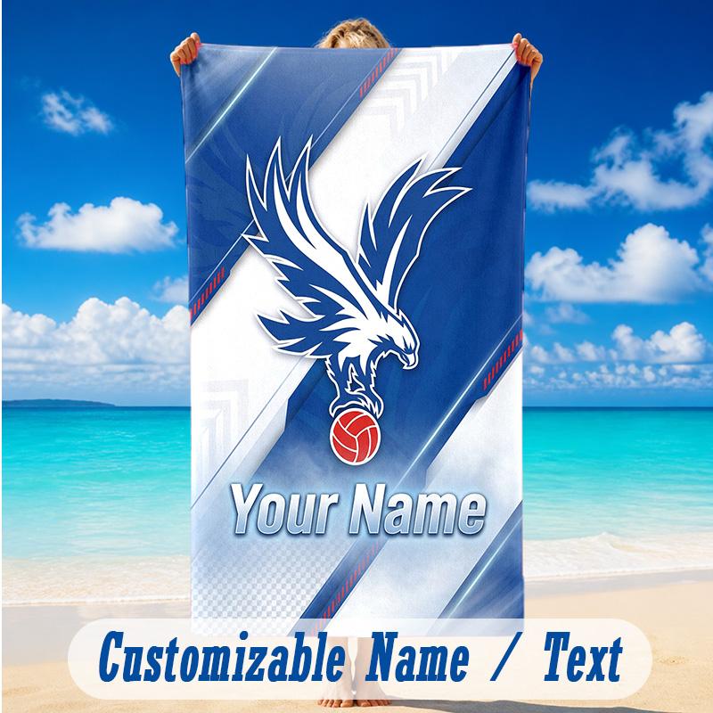Beach Towel Custom Name Text, Quick Dry Large Towel For Beach HomeCrystal Palace