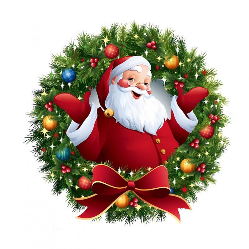 Santa Claus Christmas Wreath Toilet & Tank Removable Sticker - Festive Bedroom & Living Room Decor