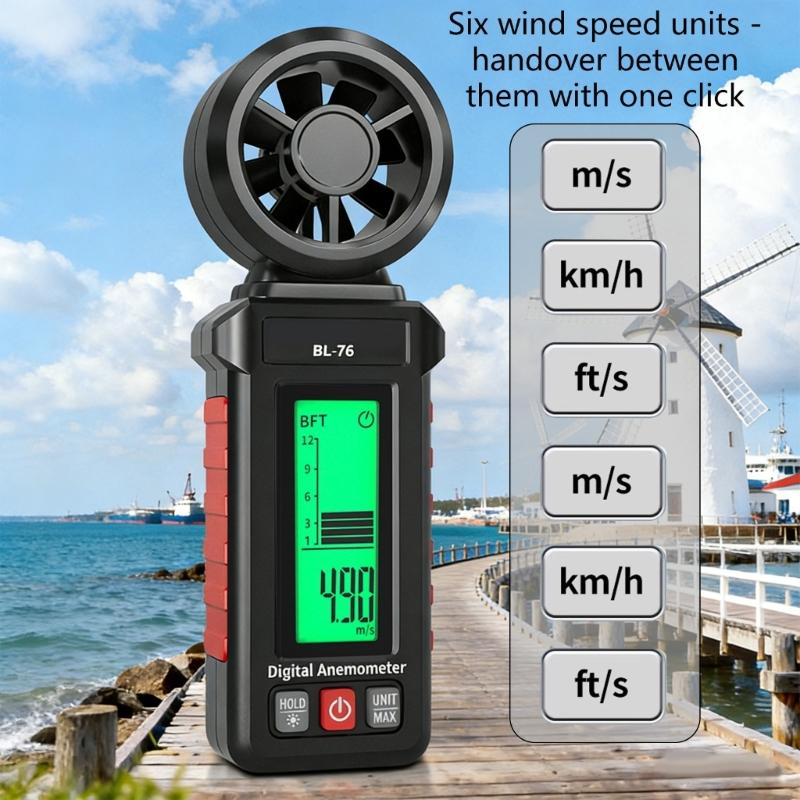 Handheld Wind Guage Speed Meter Anemometer With High Precise Measurement And 6 Unit Option For Industrial Outdoor Use
