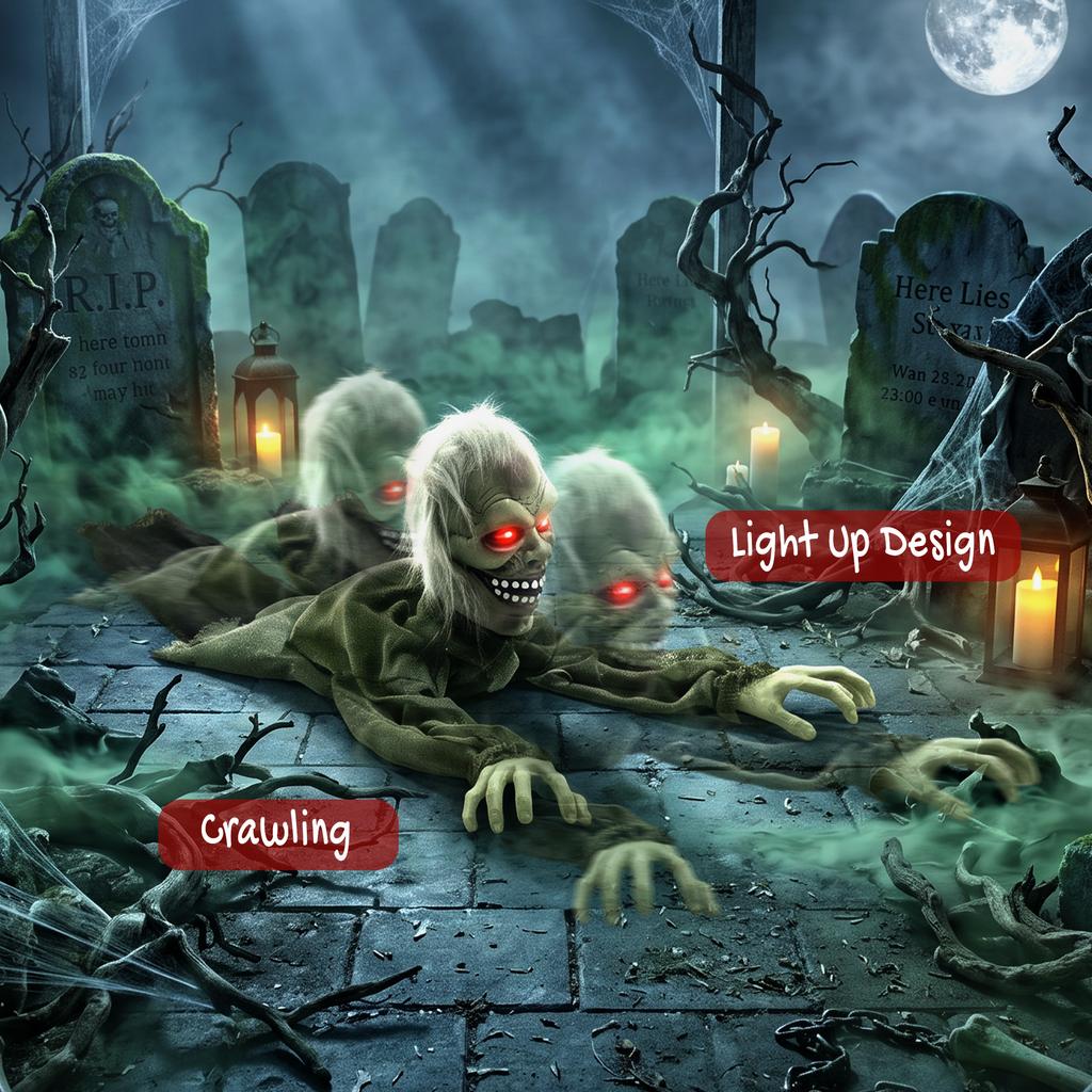 Halloween Decoration Halloween Animatronic Crawling Zombie With Light Up Eyes And Creepy Sound