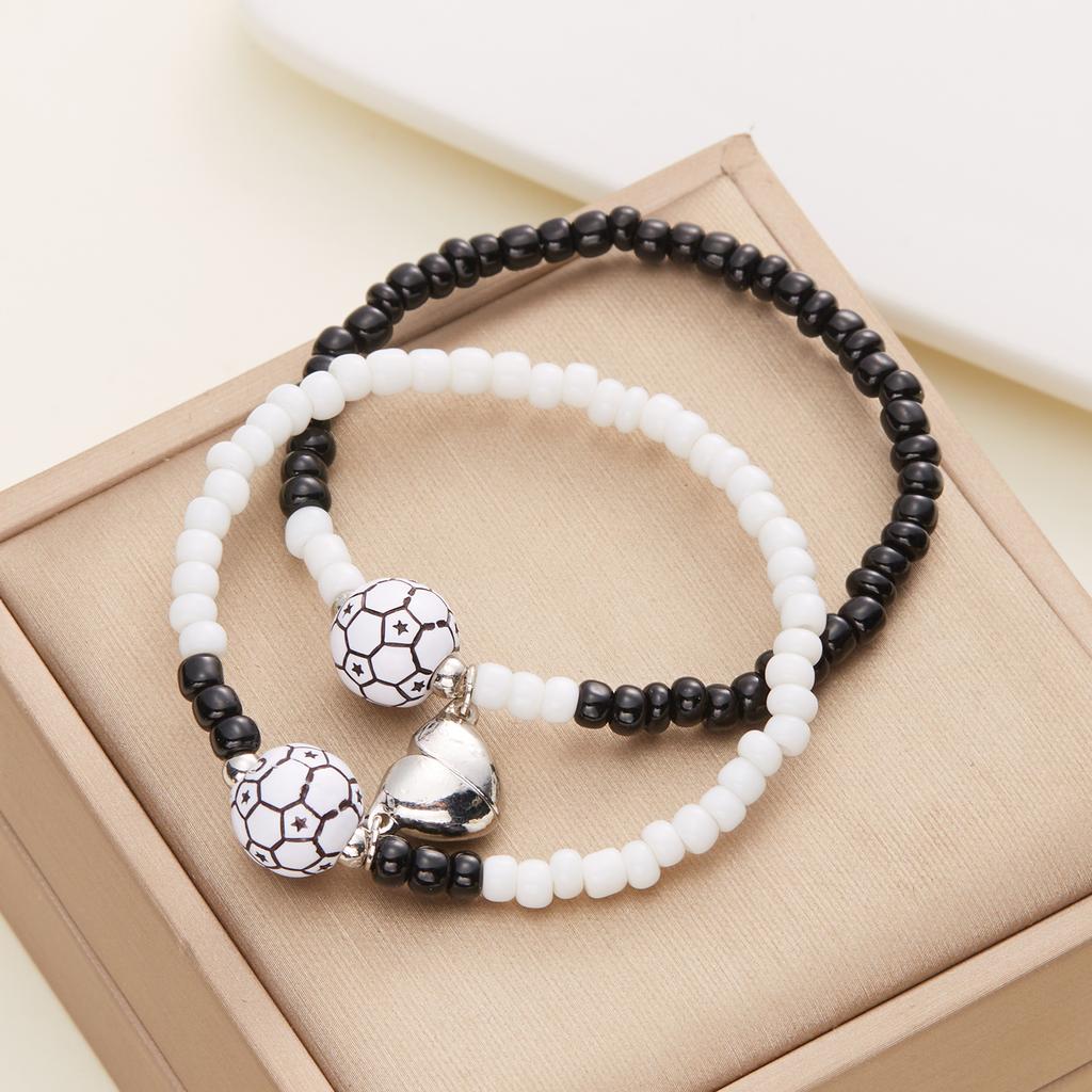 Fashion Beads Couples Bracelet For Women Men Magnetic Volleyball Tennis Basketball Football Braided Rope Friendship Jewelry