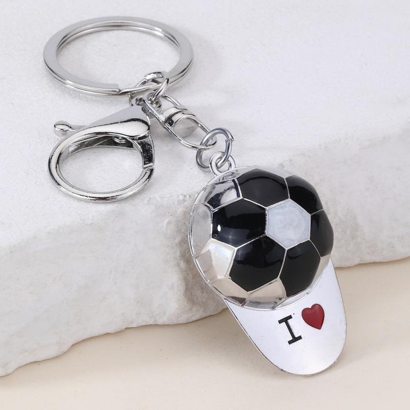 1Pc Alloy Football Hat Keychain For Sports Meet Carnival Birthday Party School Party Small Gift Souvenir Prize Gift Bag Filler