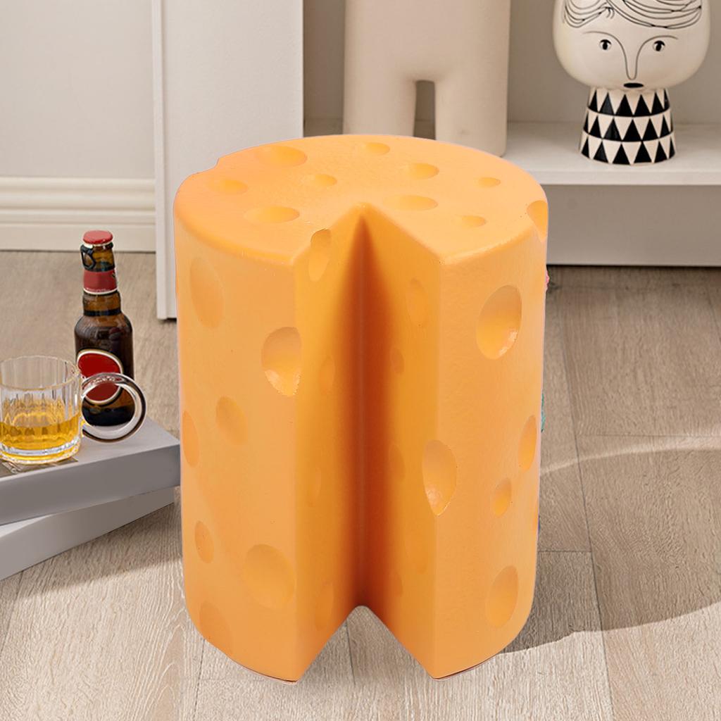 Foot Rest Stool Decorative Cheese Shaped Retro Shoes Changing Stool for Living Room Bedroom Entryway