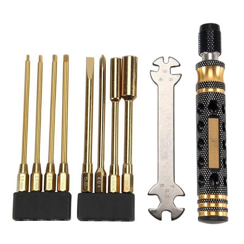 

Aug. 9 In 1 RC Tool Kit, RC Car Tool Kit RC Hex Driver Screwdriver Set For RC Car Hobby Tools золотий