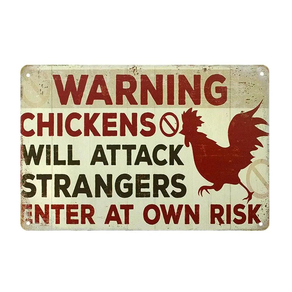 Vintage Tin Sign - Home Is Where the Chickens Are - Metal Signs Funny for Farmhouse Decor - Metal Wall Art for Chicken Coop