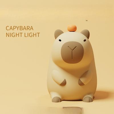 Silicone Capibala Night Light Rechargeable Dimmable Tapping Light Bedside Decoration Room Soft Light Timed Sleeping Light
