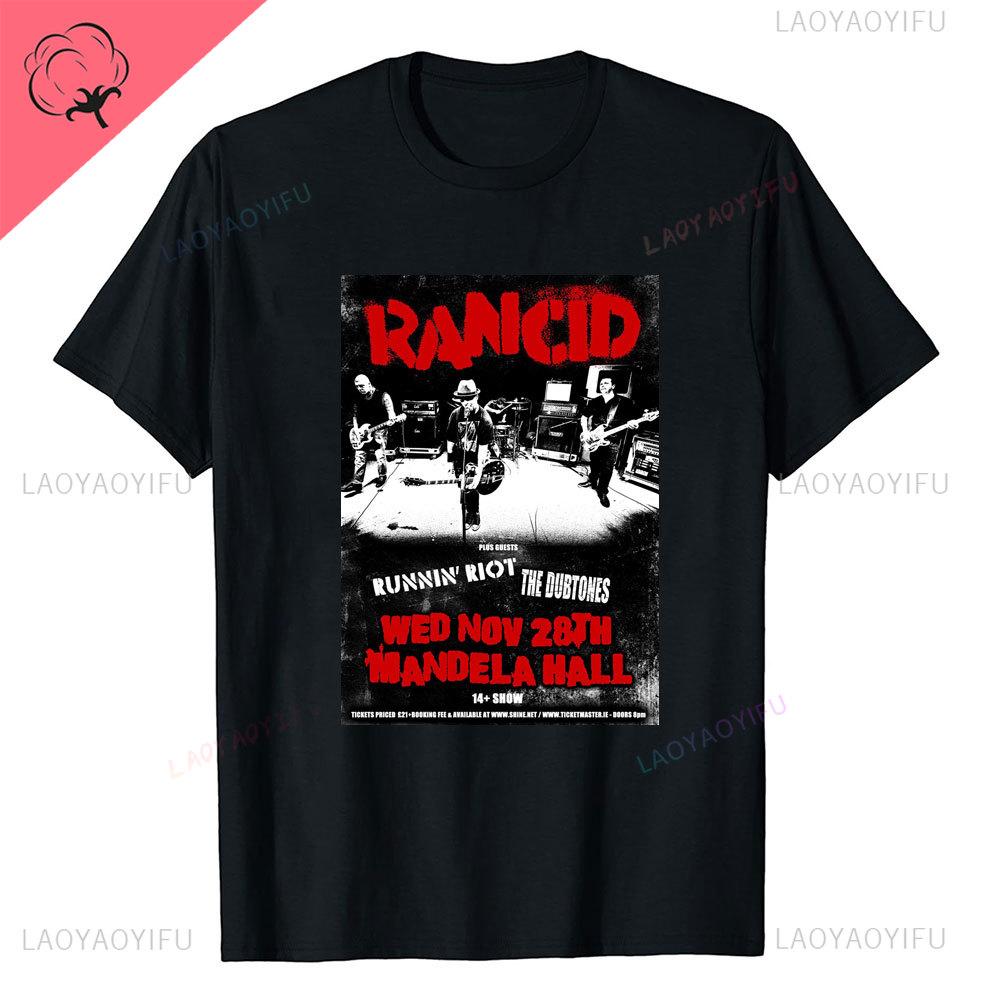 Rancid Band Short Sleeved Tshirt for Mens Summer American High Street Print Cool Pure Half Sleeves Trendy Printed Tshirt Top