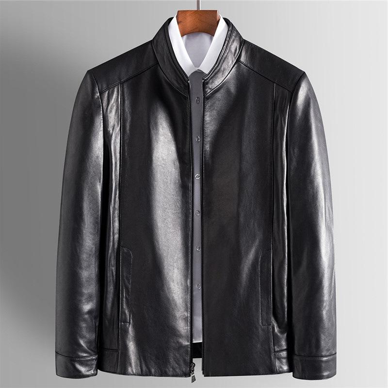 Leather Jacket Autumn New Stand-up Collar Sheepskin Jacket Men's Leather Top Coat