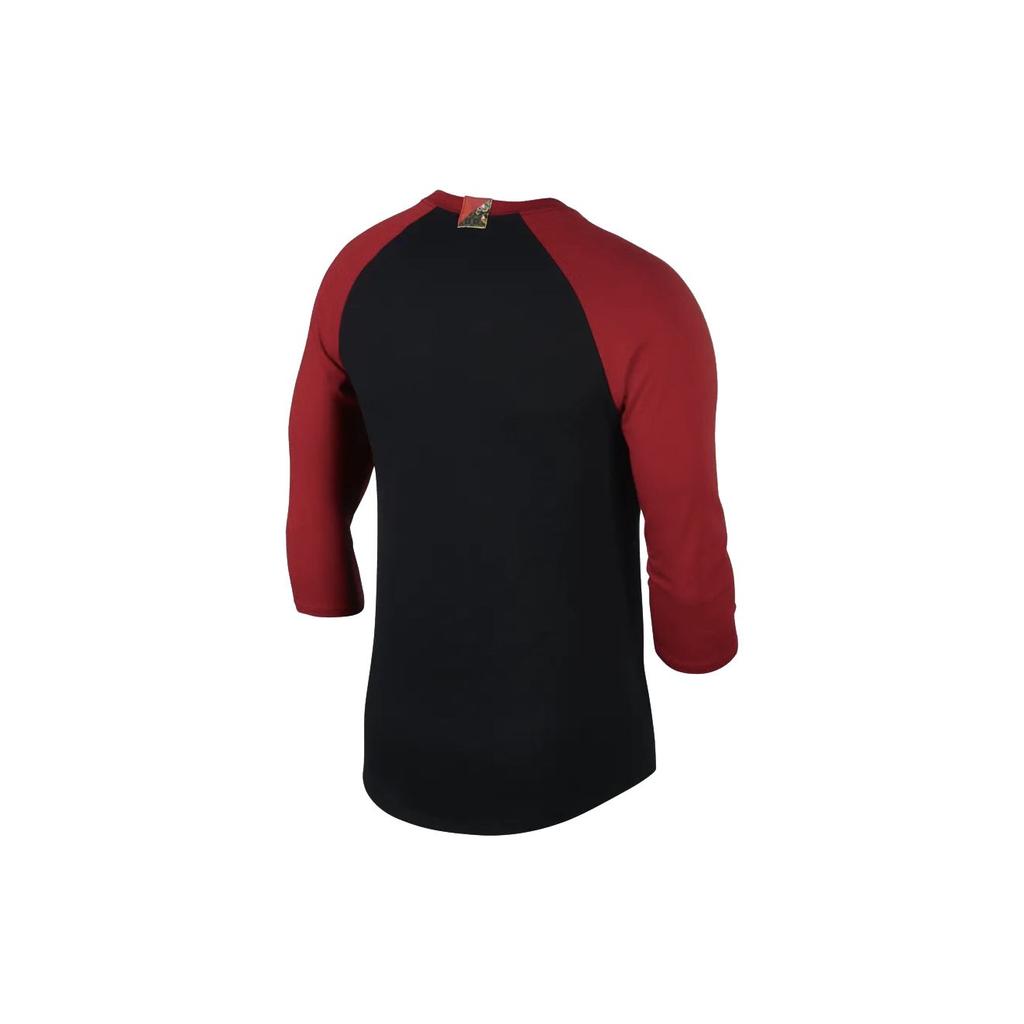 Jordan CNY Patchworkové Slim Fit Tričko s Tříčtvrtečním Rukávem Rok Prasete Pánské Topy Černá Červená CD9053-010