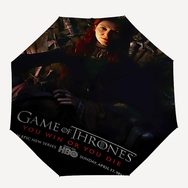 

1pc Game of Thrones Automatic Folding Umbrella - Compact 8-Rib Design, Durable Plastic & Iron1328L