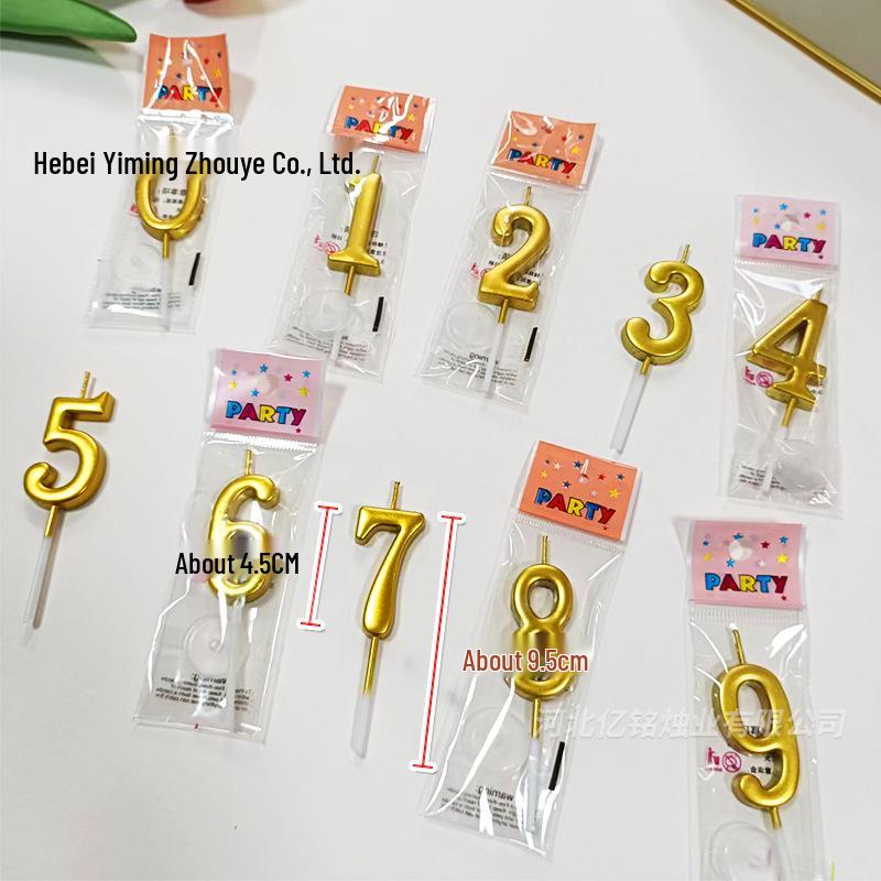Gold-Plated PVC Birthday Number Candles 0-9: Individually Packaged for Baking and Celebration. 9