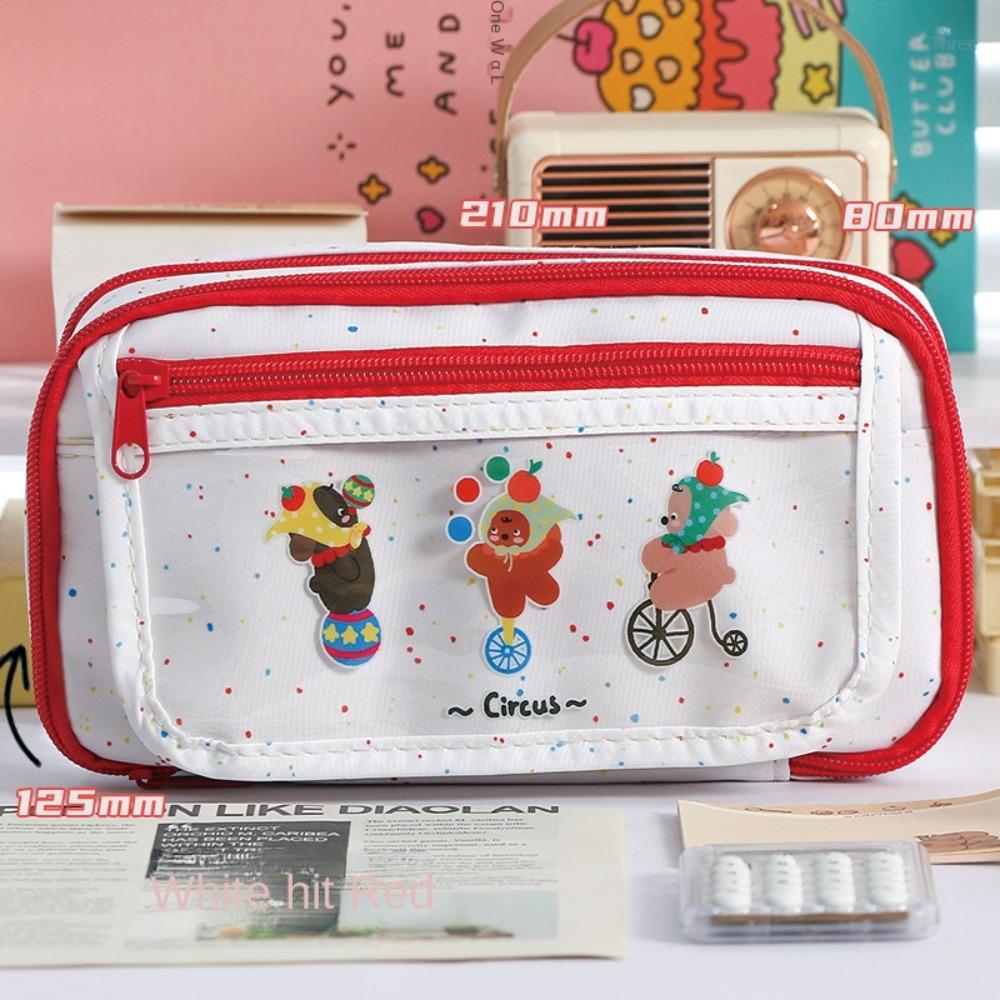 Large Capacity Korean Pencil Bag Animal Bear Dog Stationery Storage Bag  Student
