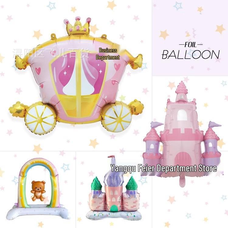 Traumprinzessin Schloss Kürbis Kutsche Folienballon - Schaukelbär Geburtstagsparty Dekoration Requisite