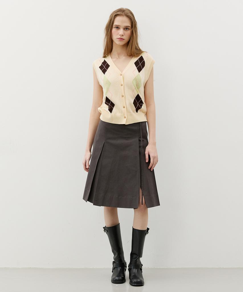 CITYBREEZE Argyle V-Neck Knit Vest_Beige