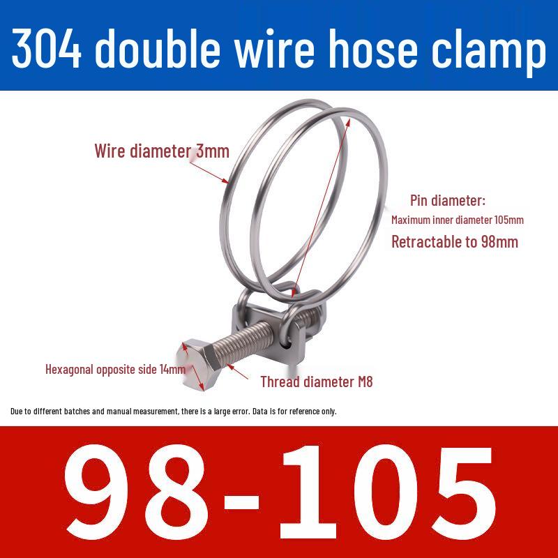 Doppeldraht-Schlauchschelle aus Edelstahl für Feuer-, Wasser-, Gasleitungen - Verdickt