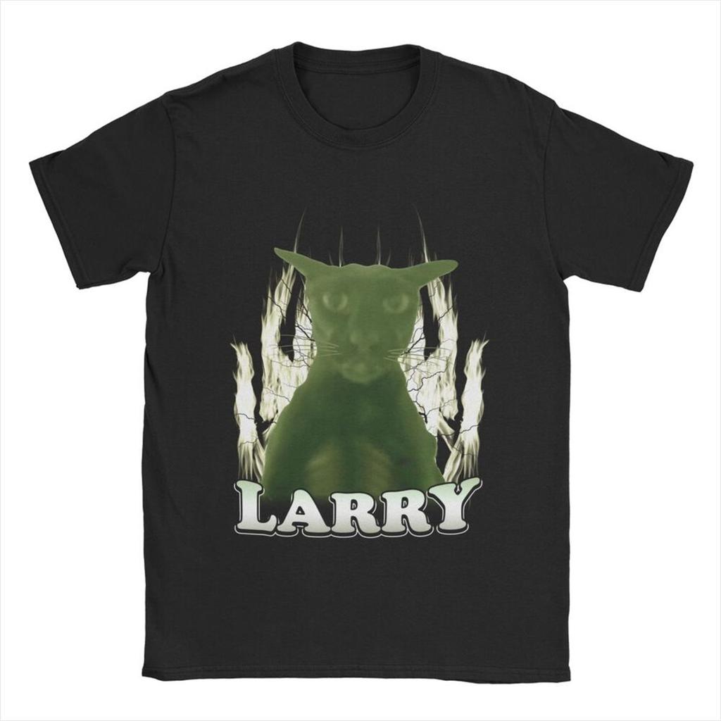 Funny Evil Larry Cat Dank Brainrot Meme Men's T Shirts  Novelty Tees Short Sleeve Round Collar T-Shirts 100% Cotton New Tops