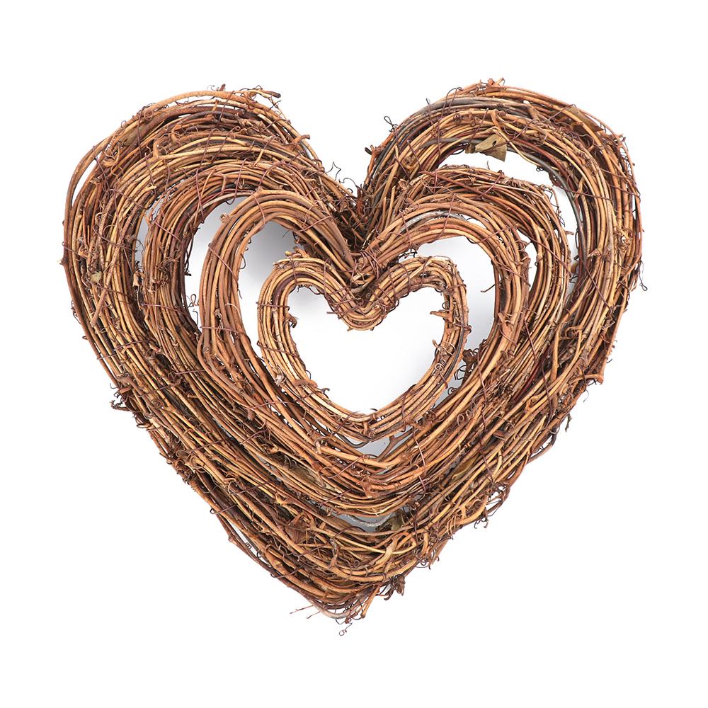 10-30cm Wedding Favors Wreaths Window Door Hanging Party Decorations Heart Shape Rattan Sepak Takraw Wooden