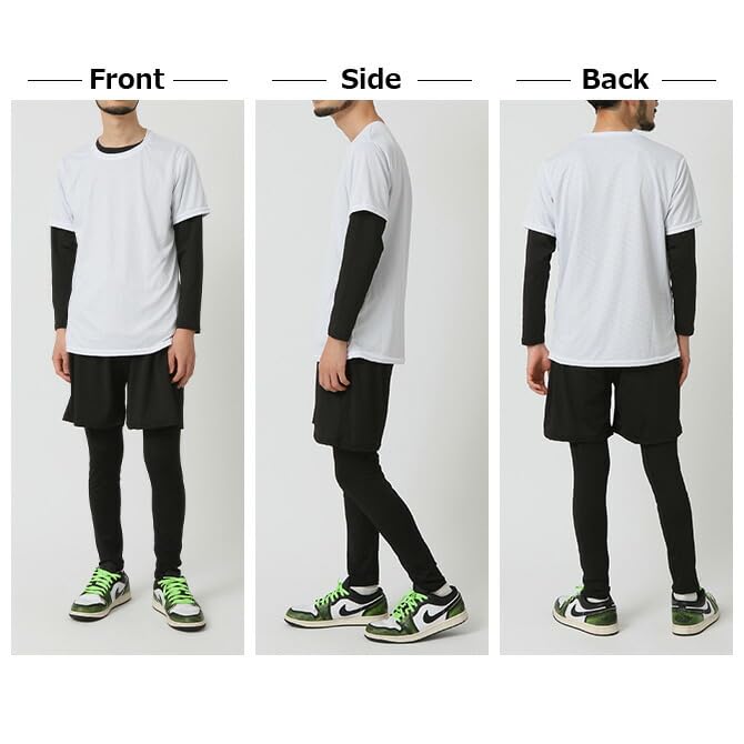 Compression Wear Training Training Top and Bottom Fitness Gray [Arcade] Set, Men's Wear, 4-Piece Set, Sportswear, Wear, Set, Wear, Spring, Summer,