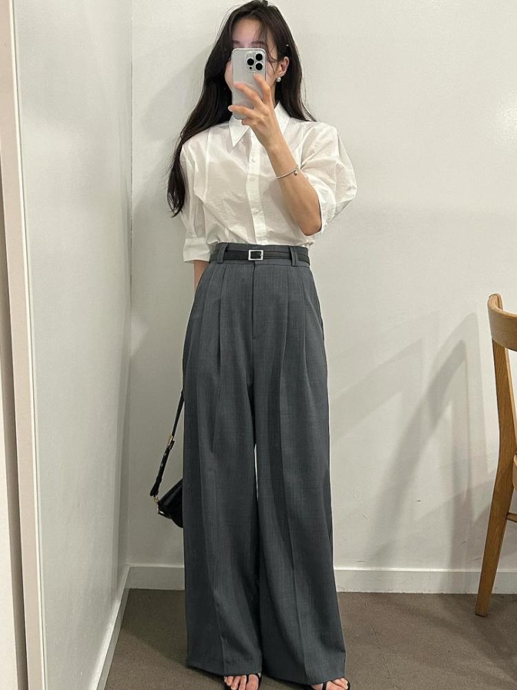 Bürodame Elegant Weiße Hemden Sommer Französische Textur Puffärmel Einreihige Kleidung Lässig Kurzarm Schicke Oberteile Damen