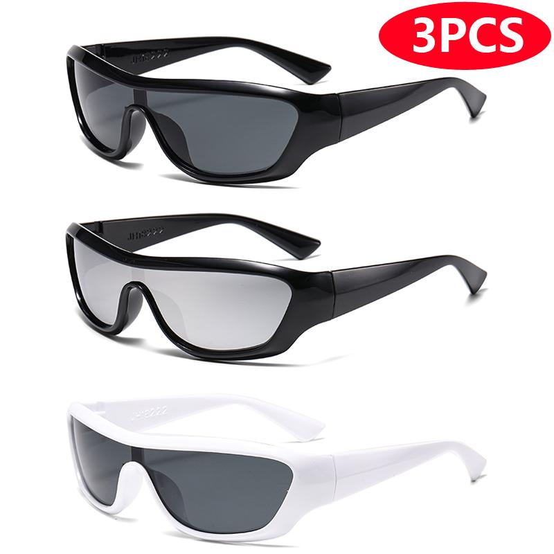 

3Pcs Cycling Punk Style Sun Glasses Women Men Large Frame Personalized Sunglasses Set Fashion Cat Eye Retro Sun Glasses Unisex