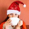 Christmas Santa Hats with Furry Brim Caps New Year Party Cosplay Accessories
