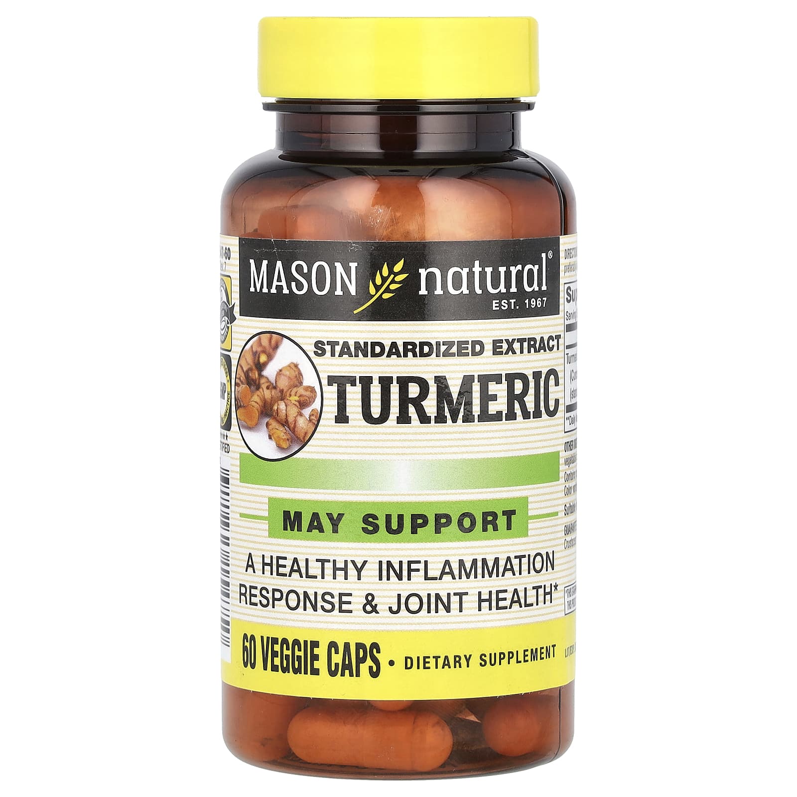 

Turmeric, Standardized Extract, 60 Veggie Caps (500Mg per Capsule)